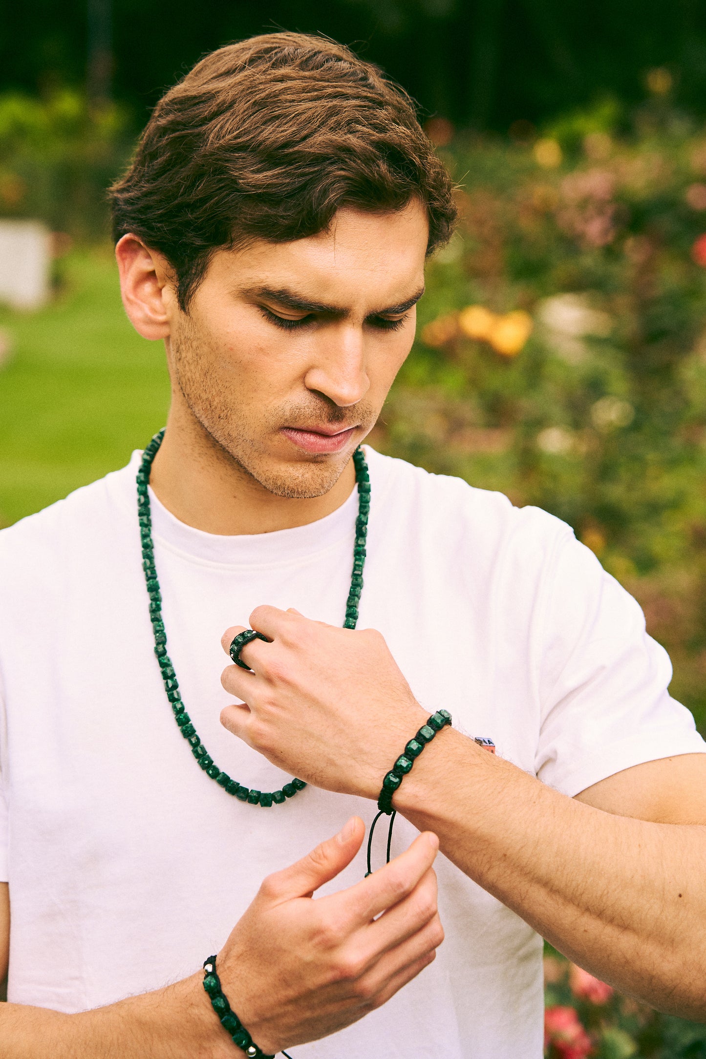 Collar con esmeraldas naturales encapsuladas cuadradas autenticas