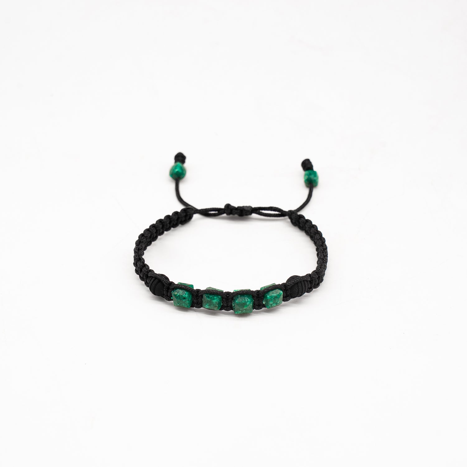 Brazalete con 4 esmeraldas naturales encapsuladas y 2 esferas de neopreno