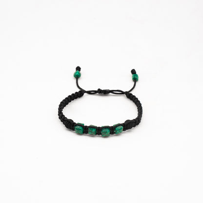 Brazalete con 4 esmeraldas naturales encapsuladas y 2 esferas de neopreno