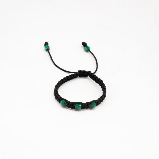 Brazalete con 3 esmeraldas naturales encapsulada redondas
